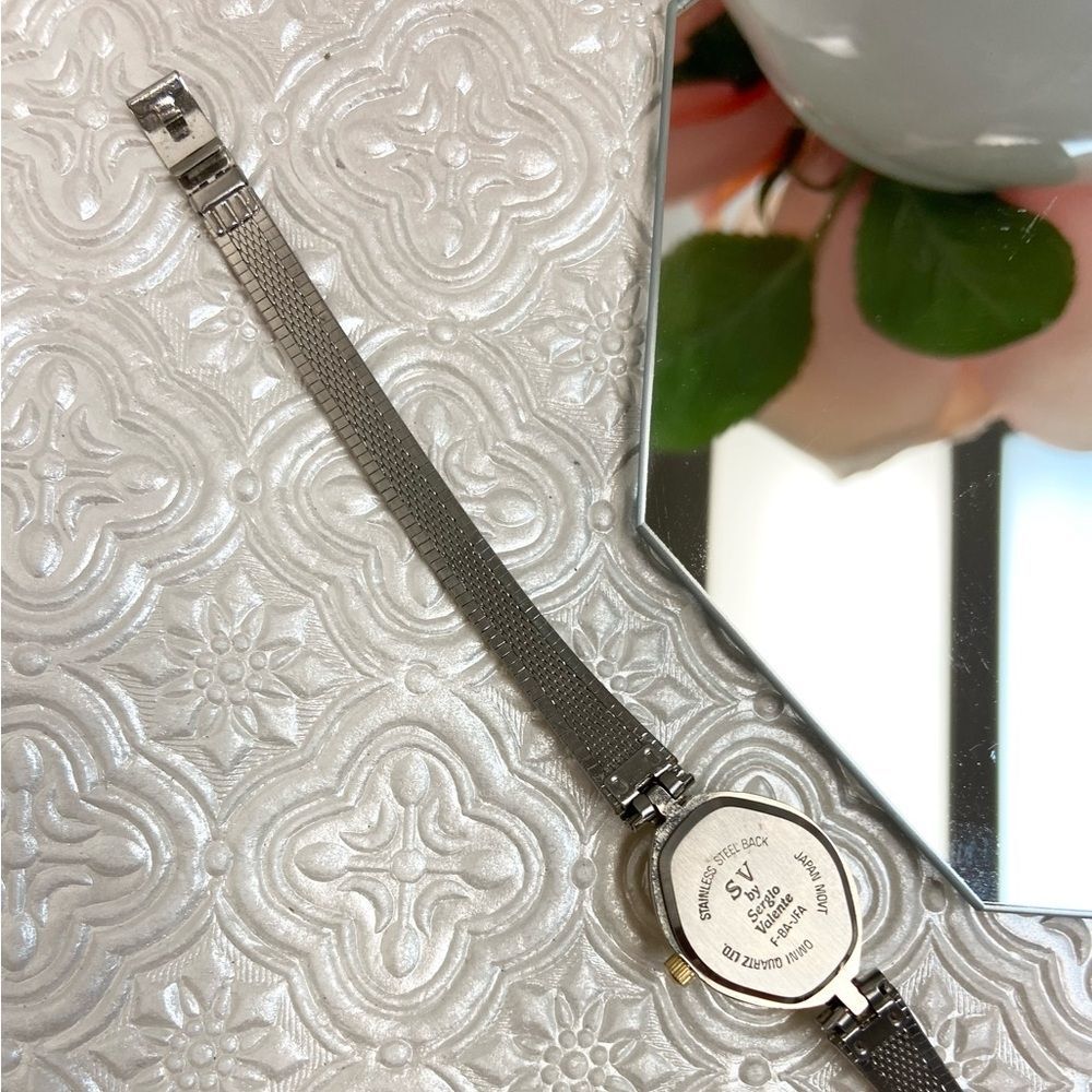 Vintage Sergio Valente Diamond Accented Dial Two-Tone Dainty Dress Watch - Picture 15 of 16